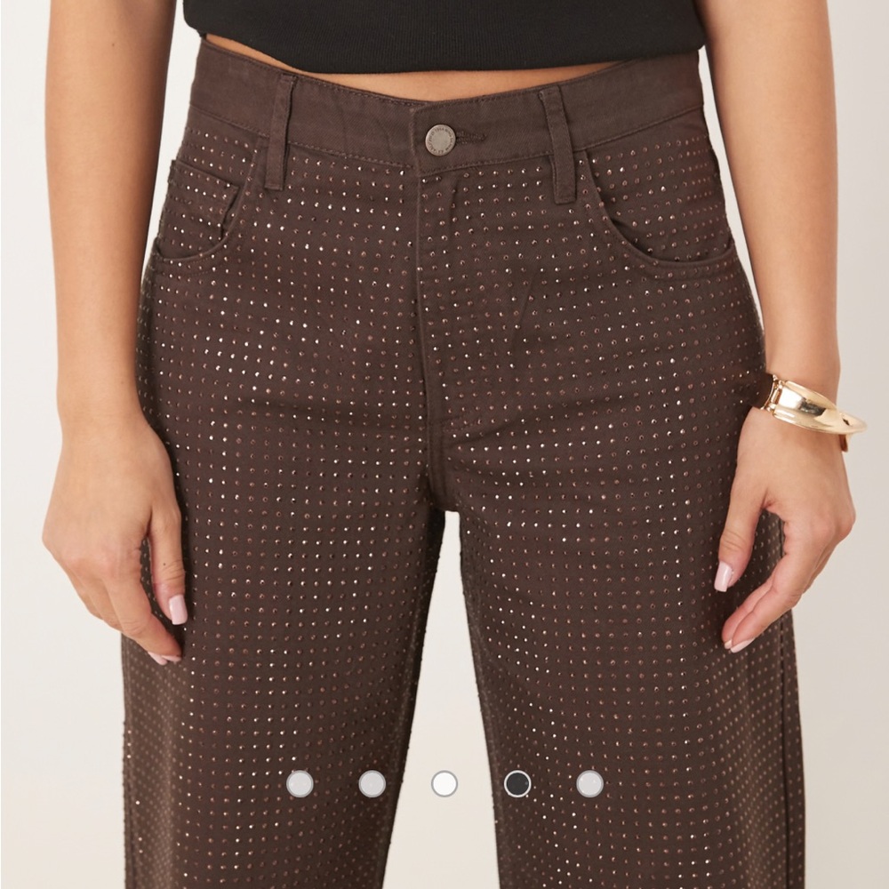 Mango Libra Embellished Wide Leg Jeans NWOT